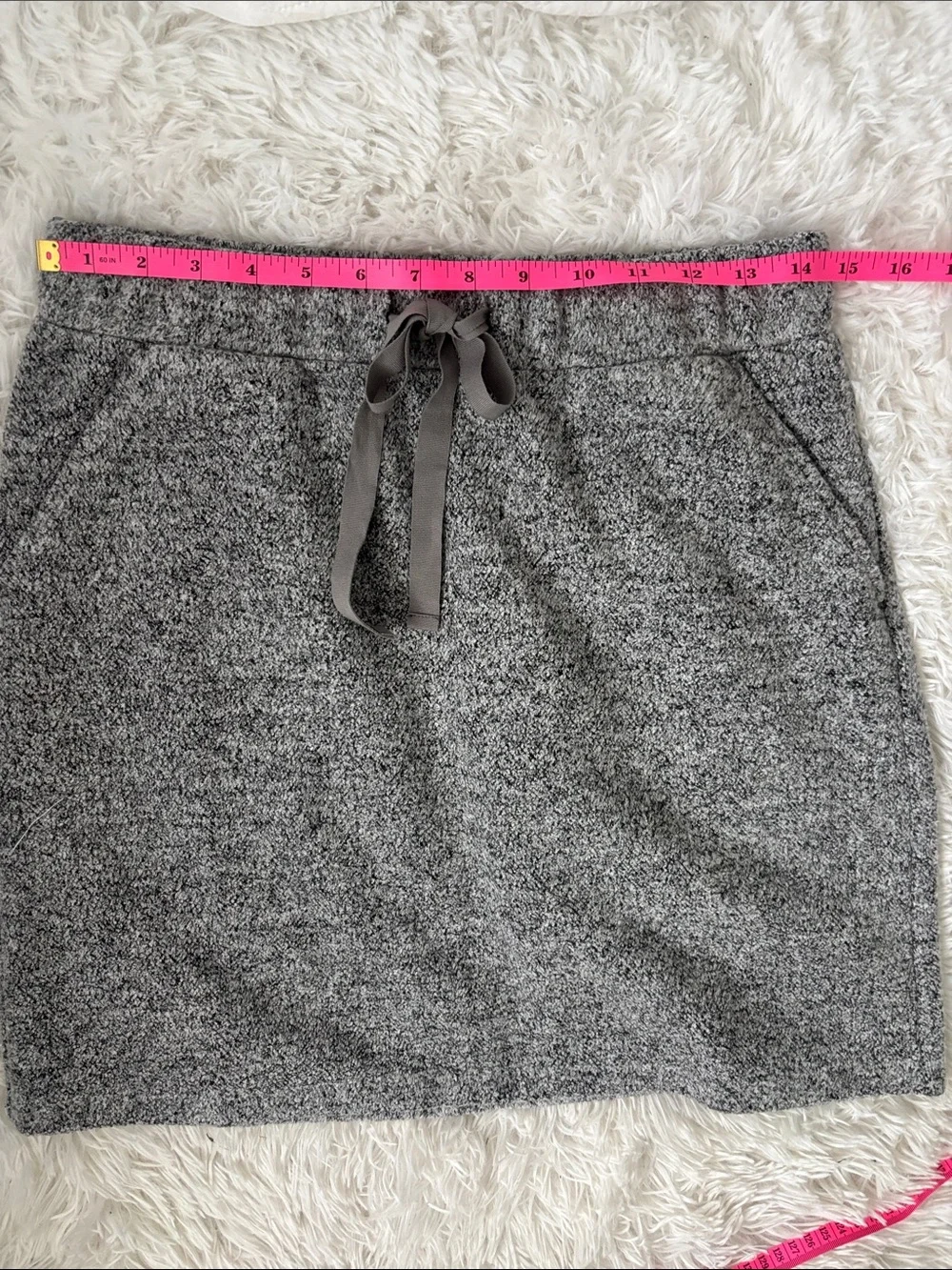 LOFT Gray Marled Knit Drawstring Mini Skirt
